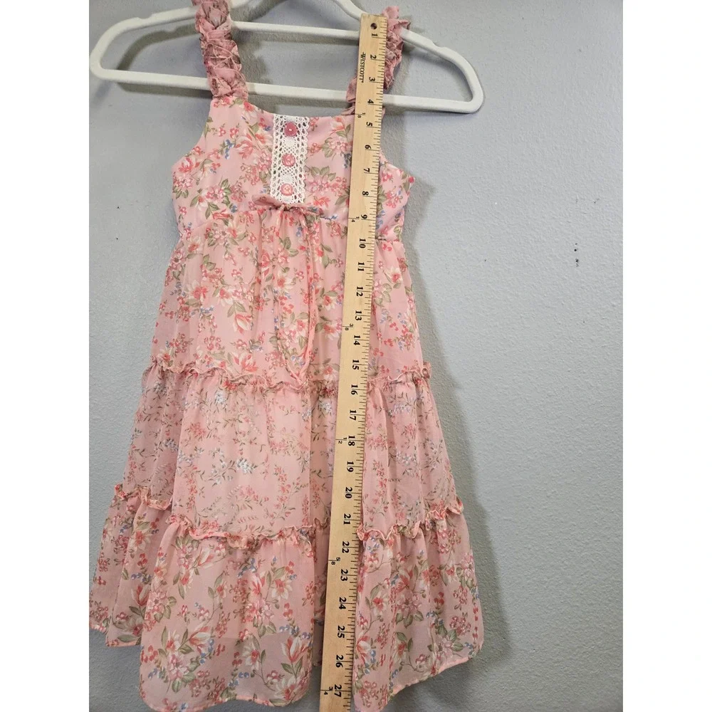 Jona Michelle Floral Ruffle Tiered Chiffon Lace Party Dress Size 6
